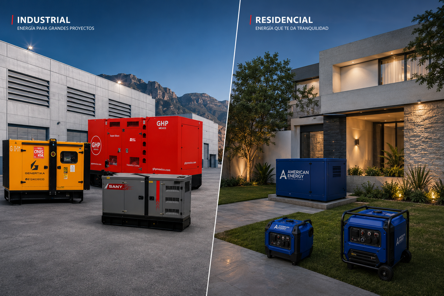 Genertika Industrial: energía para grandes proyectos. Genertika Residencial: energía que te da tranquilidad.